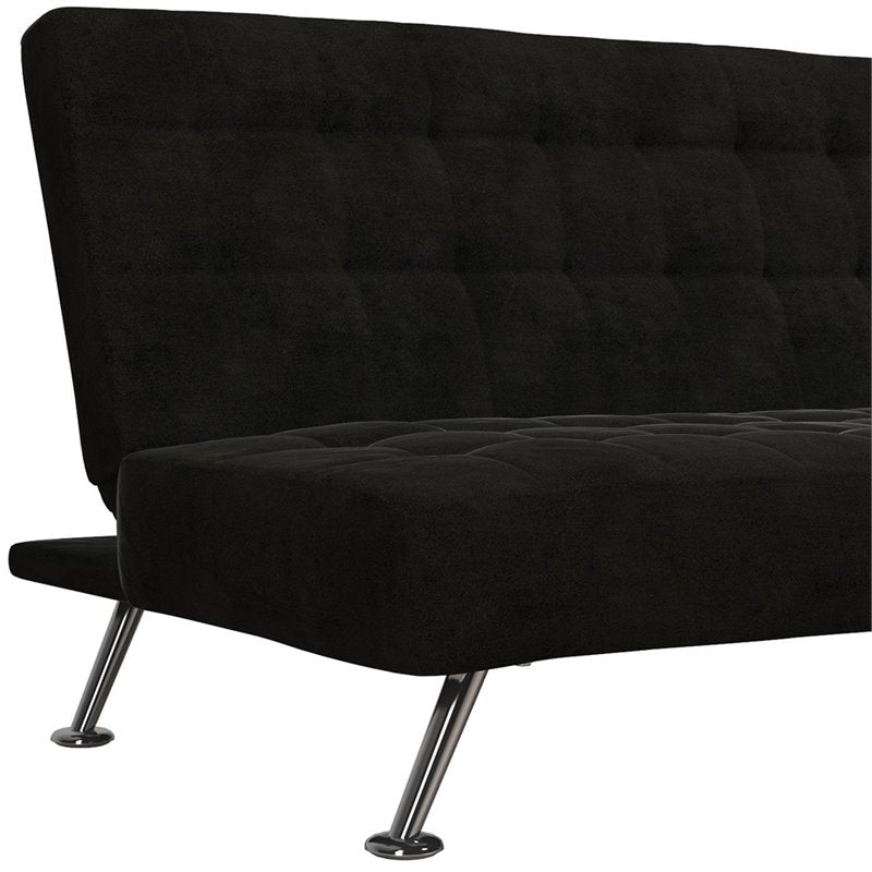 DHP Mabel Tufted Kids Sleeper Sofa in Black and Chrome