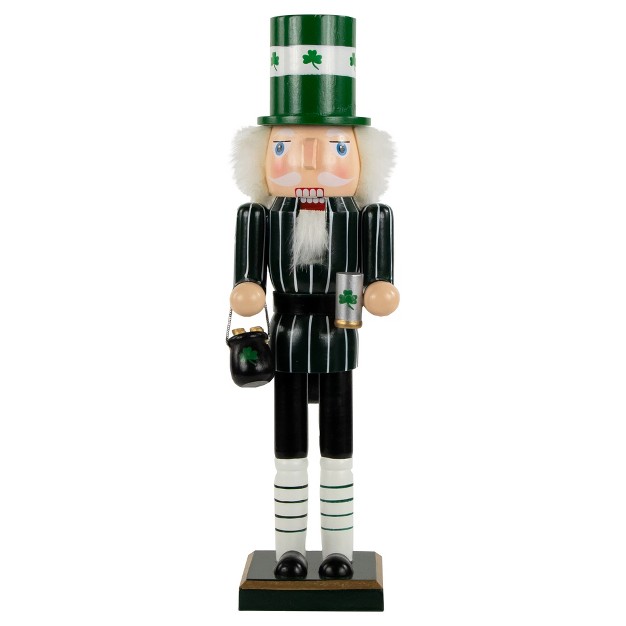 Green Luck Of The Irish Leprechaun Wooden Christmas Nutcracker