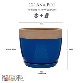 Southern Patio Ana Medium 12 in. x 11.2 in. 11 Qt. Navy Blue Ceramic Indoor Pot CRM-064831A