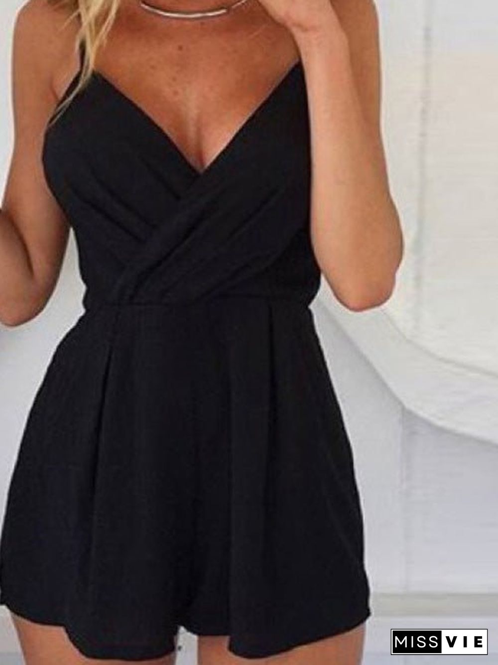 Women'S Jumpsuits Loose Sling V-Neck Sleeveless Jumpsuit