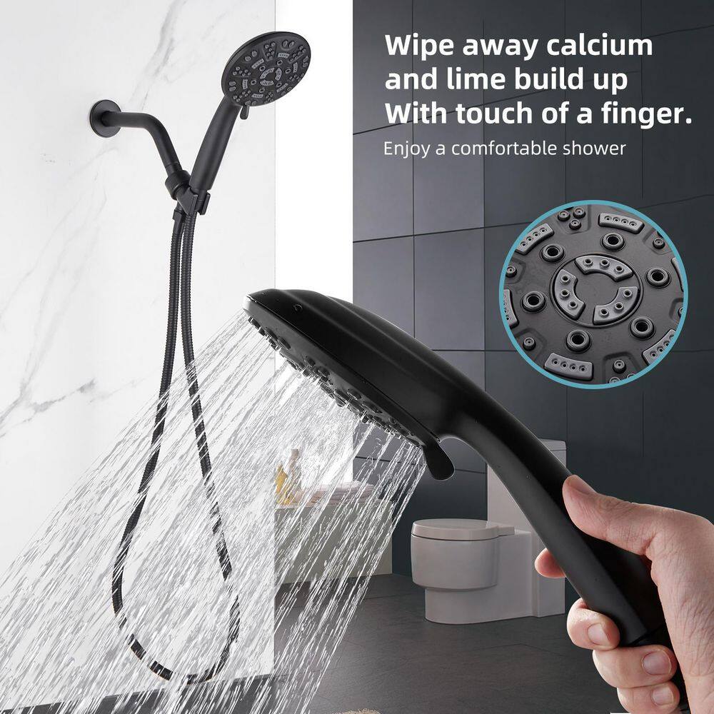 Heemli 8-Spray Patterns 4.3 in. Wall Mount Handheld Shower Head in Matte Black KDP0301B