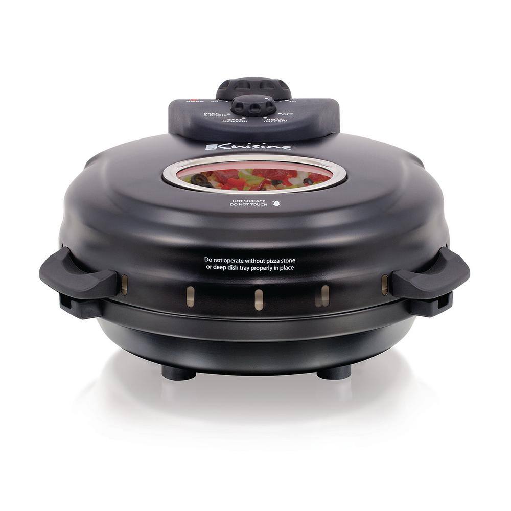 Euro Cuisine 12 in. Black Electric Oven Pizza Maker with Lid PM600