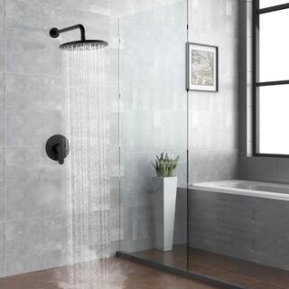 CASAINC 1-Spray Patterns 10 in. Wall Mount Shower System Fixed Shower Head in Matte Black (Valve Included) WF-DB96101H-10