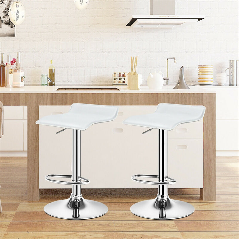 2-Pack Modern Swivel Bar Stools, Adjustable Height PU Leather Backless Counter Stools, Kitchen Dining Chairs