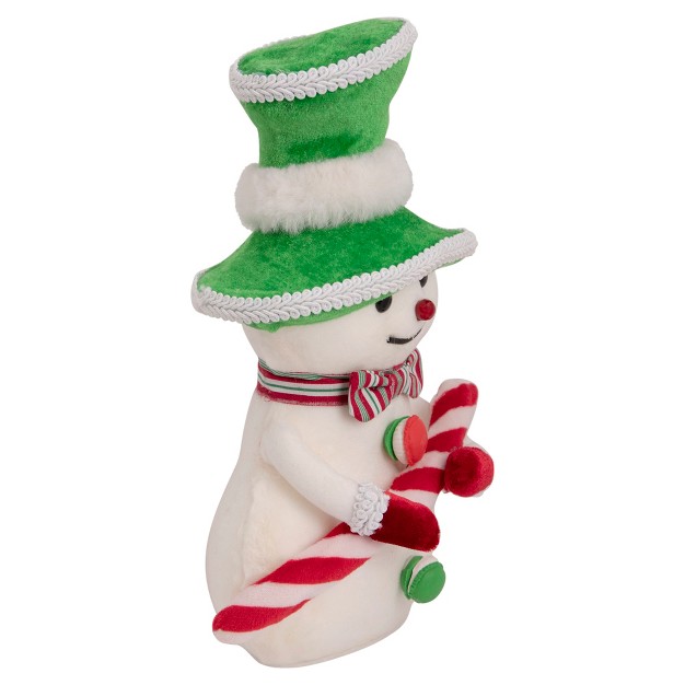 Snowman With Candy Cane Christmas Figure