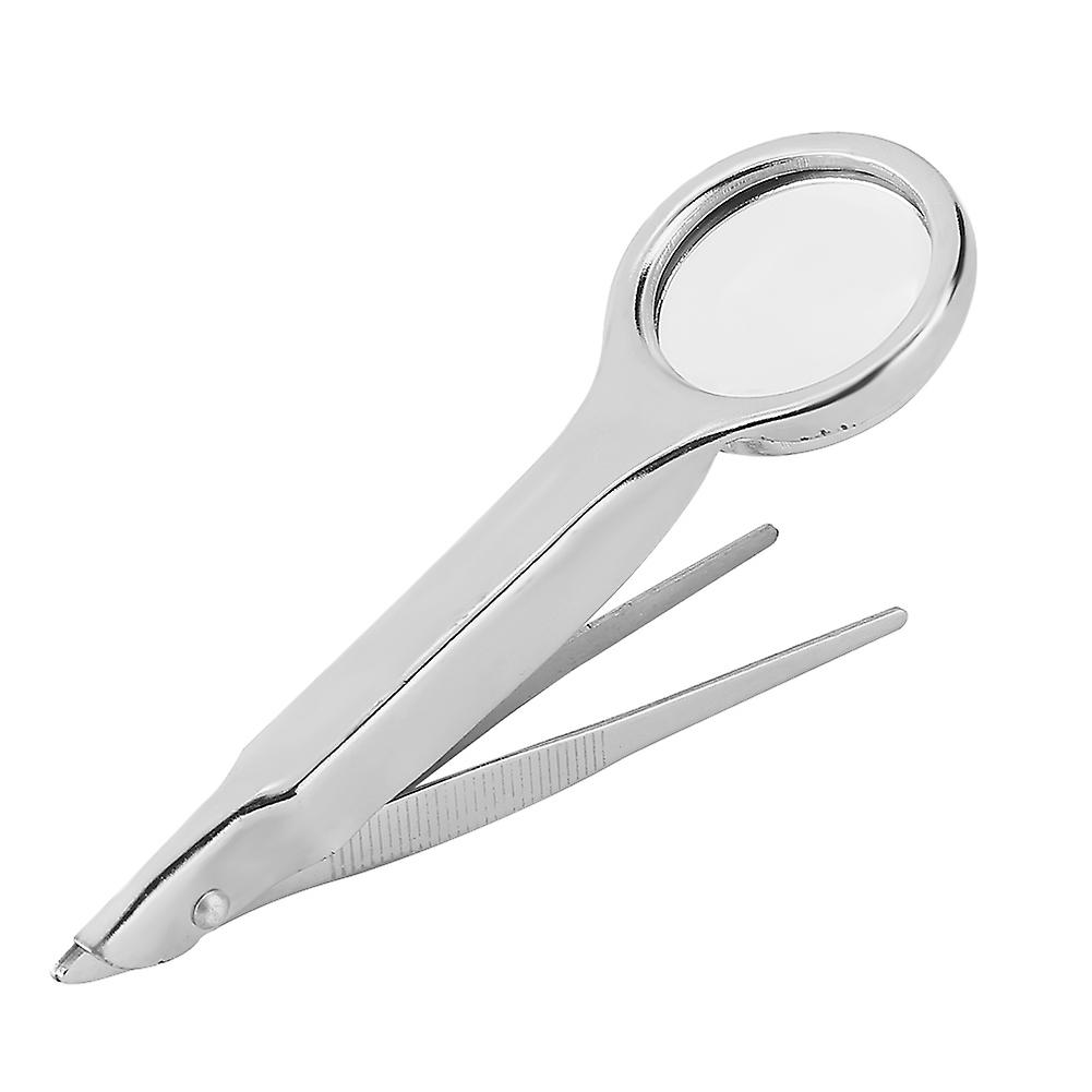 Portable Stainless Steel Multi-functional Tweezer With 10x Magnifier Magnifying Glass