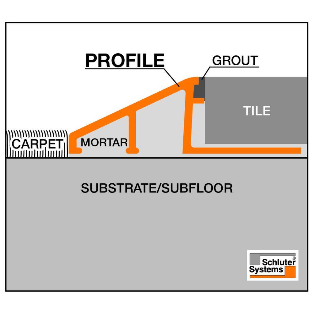 Schluter Systems Reno-U Brushed Antique Bronze Anodized Aluminum 38 in. x 8 ft. 2-12 in. Metal Reducer Tile Edging Trim AU100ABGB