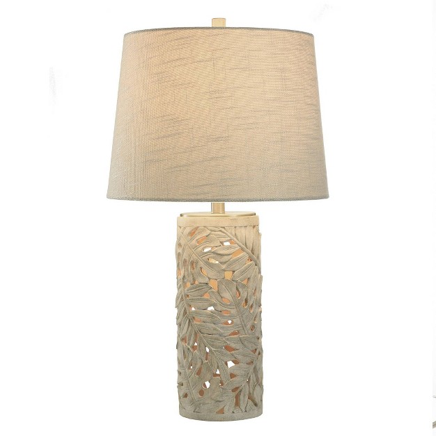 Hevea Cream Coastal Table Lamp Pierced Leaf Design Weathered Cream Finish Stylecraft