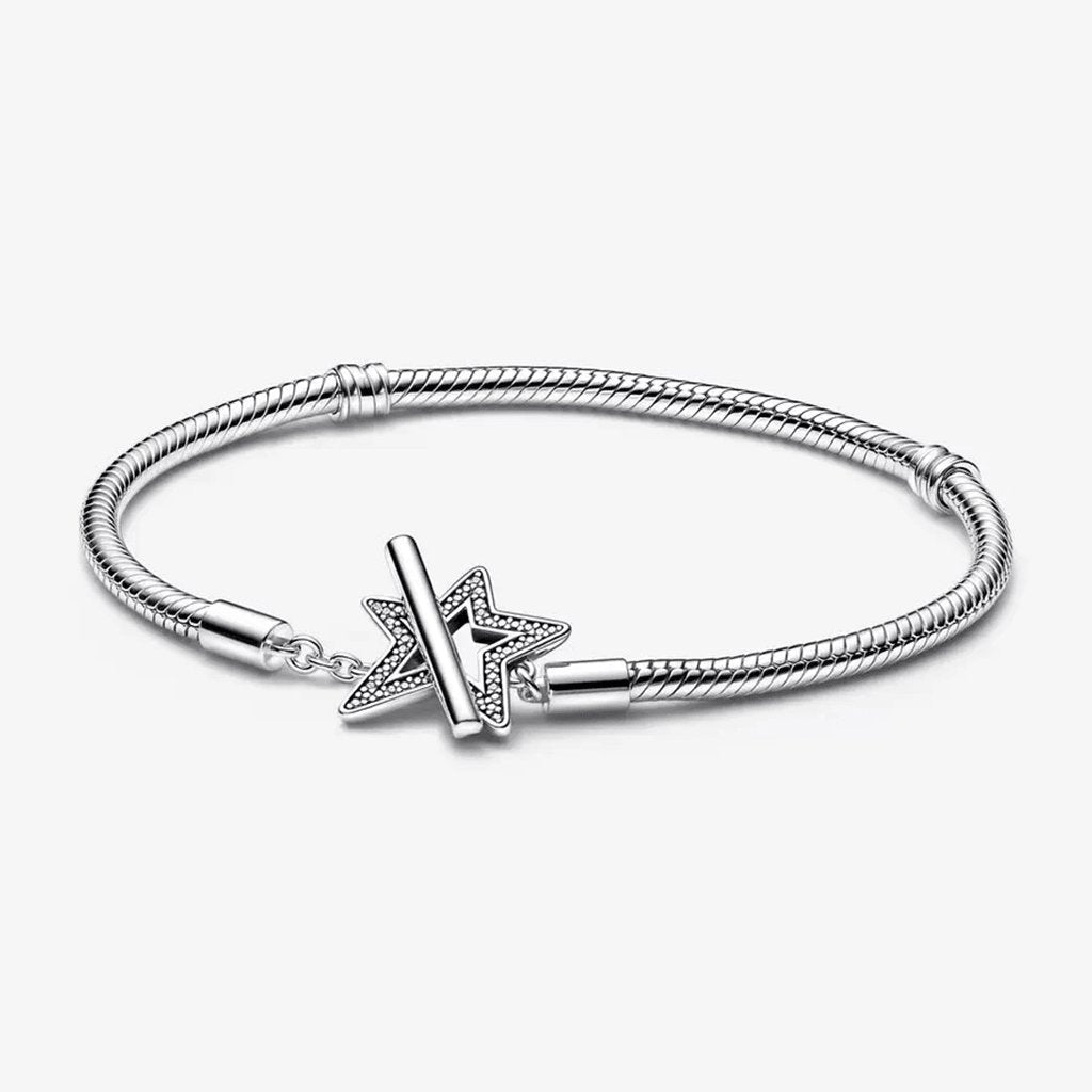 PANDORA  Pandora Moments Asymmetric Star T-bar Snake Chain Bracelet