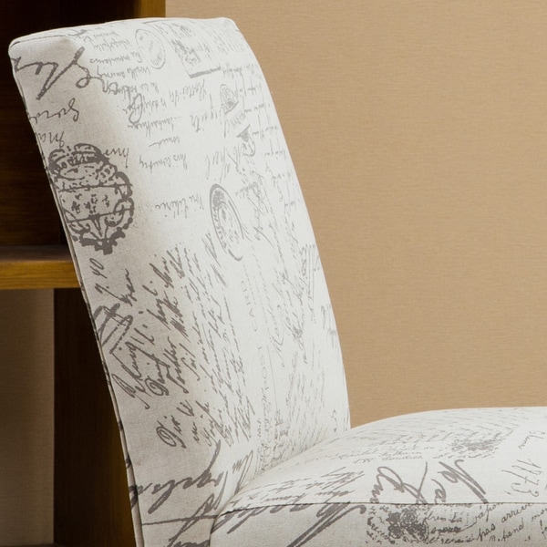 Roundhill Furniture Botticelli English Letter Print Fabric Armless Accent Chair