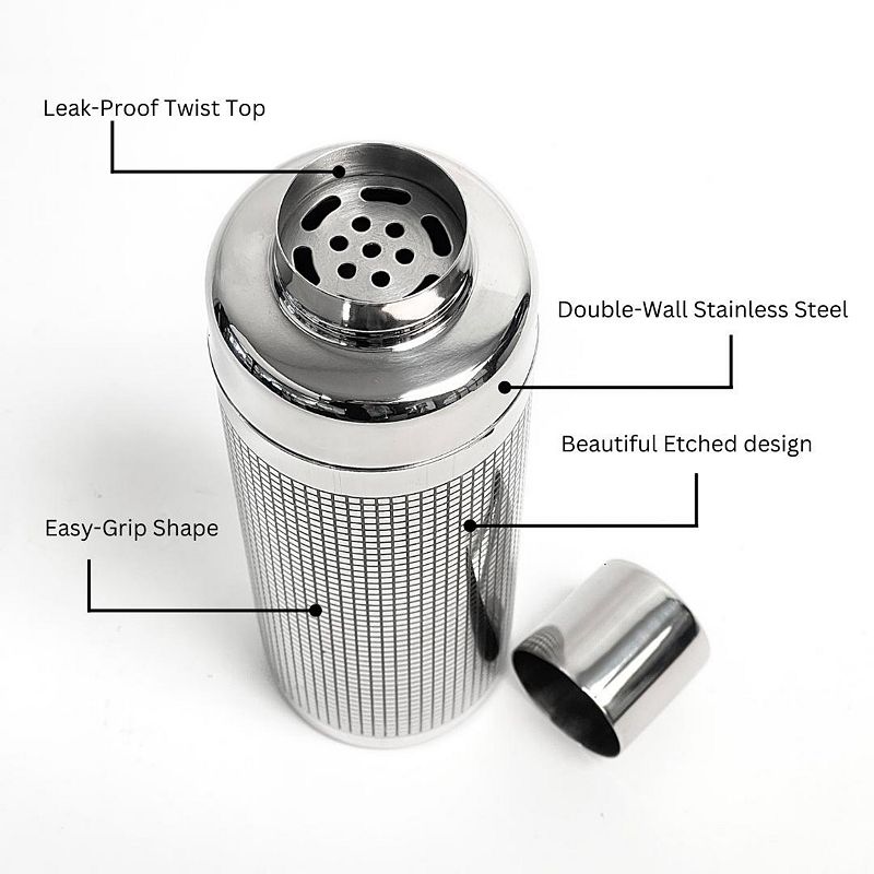 Etched Stainless Steel Cocktail Shaker