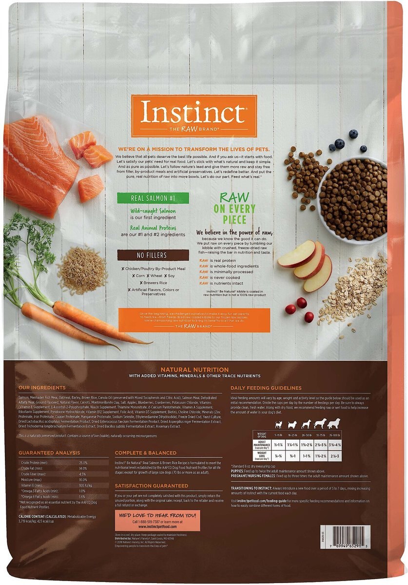 Instinct Be Natural Real Salmon and Brown Rice Recipe Freeze-Dried Raw Coated Dry Dog Food