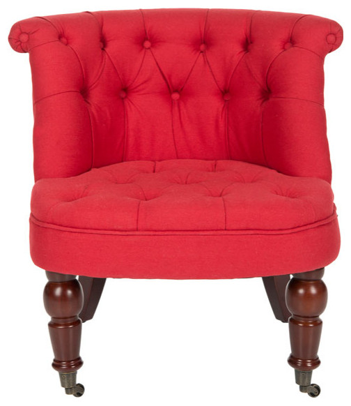 Roland Tufted Chair Cranberry/ Cherry/ Mahogony   Traditional   Armchairs And Accent Chairs   by Peachtree Fine Furniture  Houzz