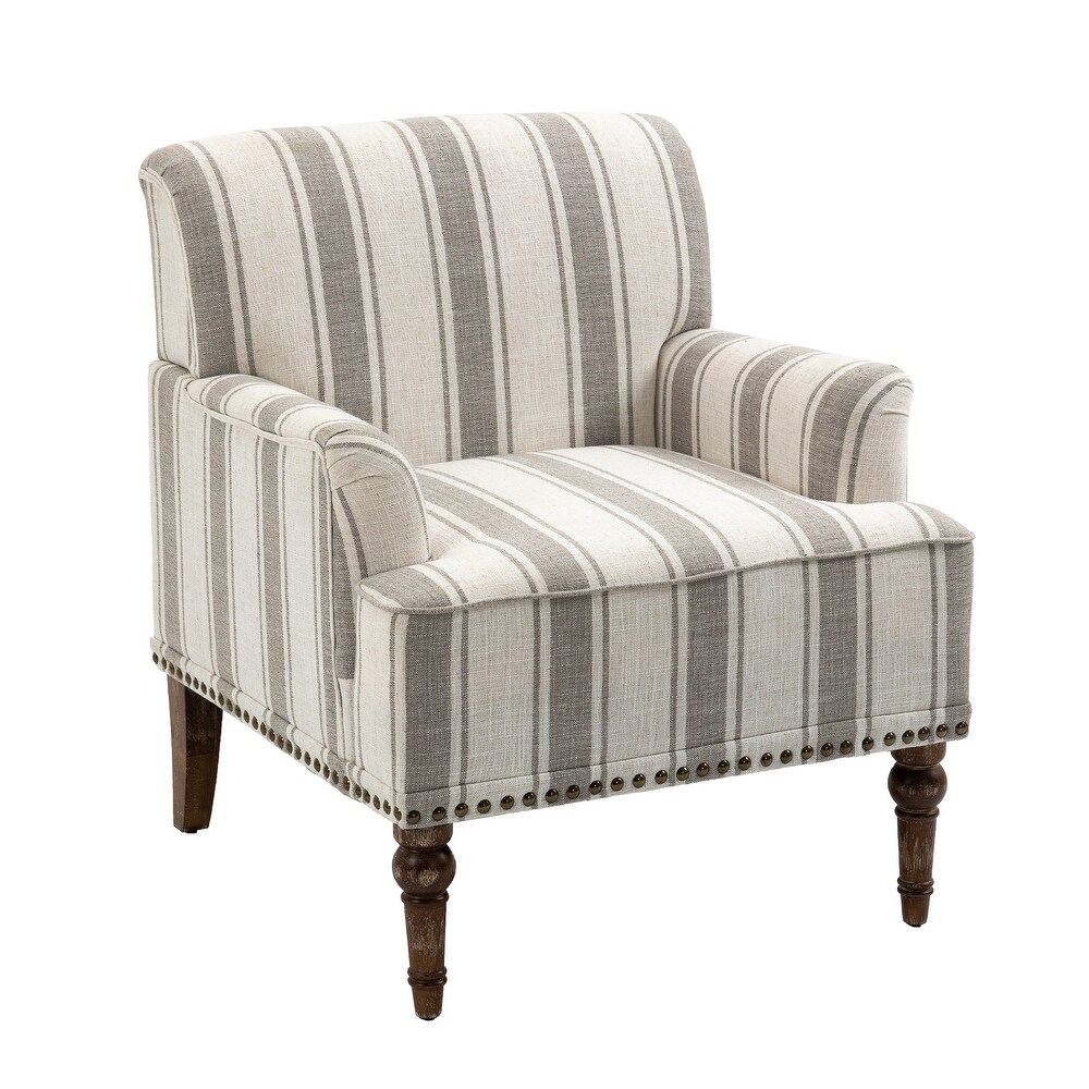 Upholstered Stripe Accent Chair Modern Armchair