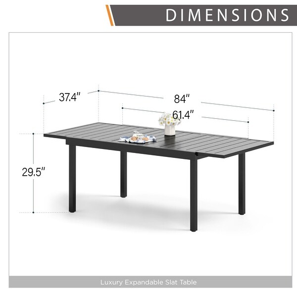 MAISON ARTS 7/9Piece Patio Dining Set with Metal Expandable Table and Textilene Fabric Padded Armchairs