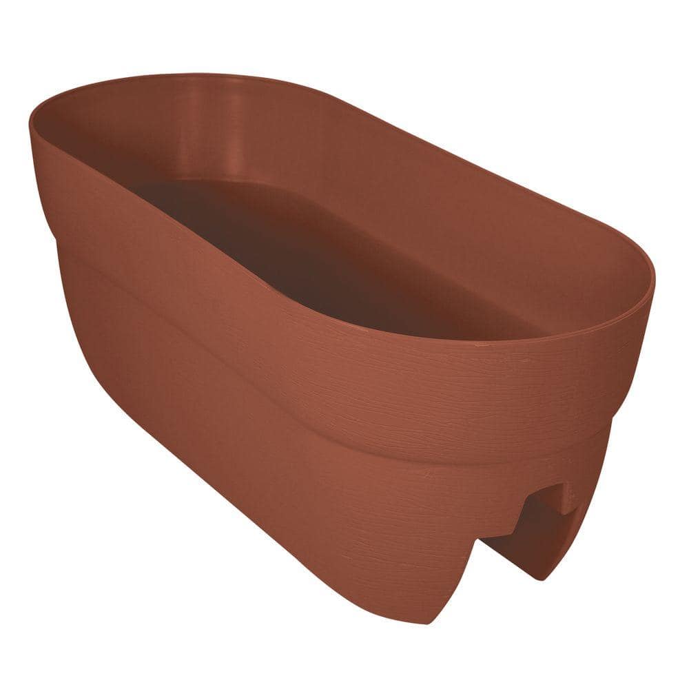 Emsco Bloomers Series 24 in. W x 12 in. H Terra Cotta Resin Deck and Porch Rail Planter 2441-1