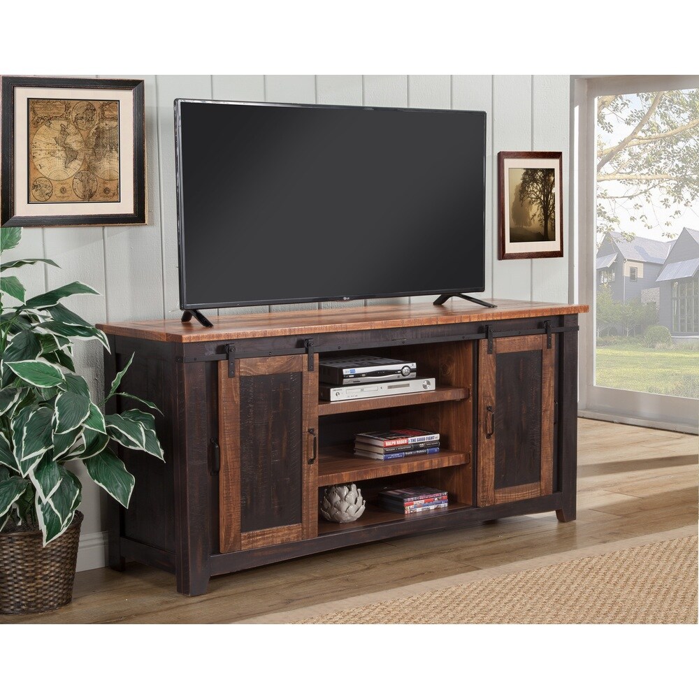 Rustic Farmhouse 65 Inch Wide Solid Wood TV Stand