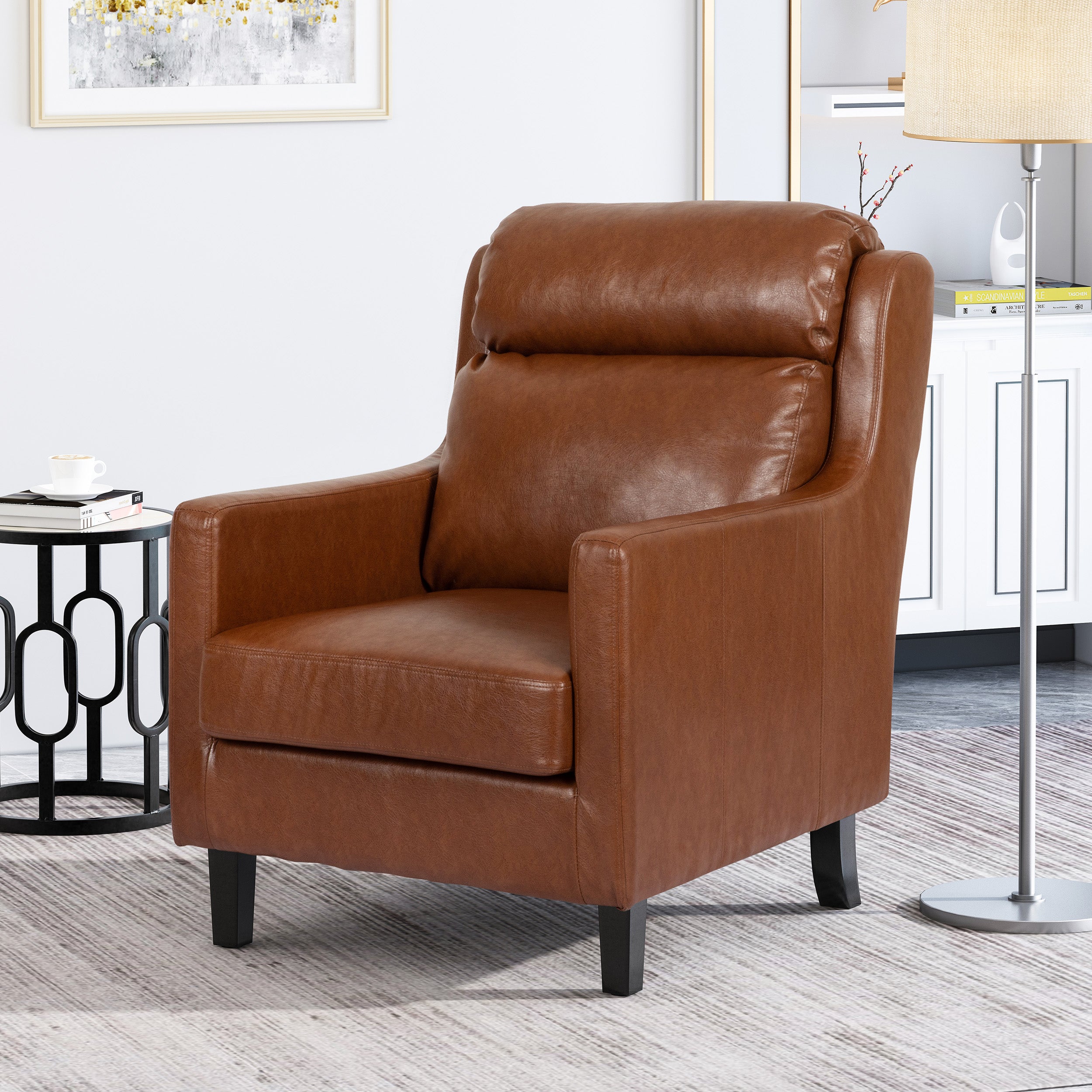 Baden Contemporary Pillow Tufted Faux Leather Club Chair