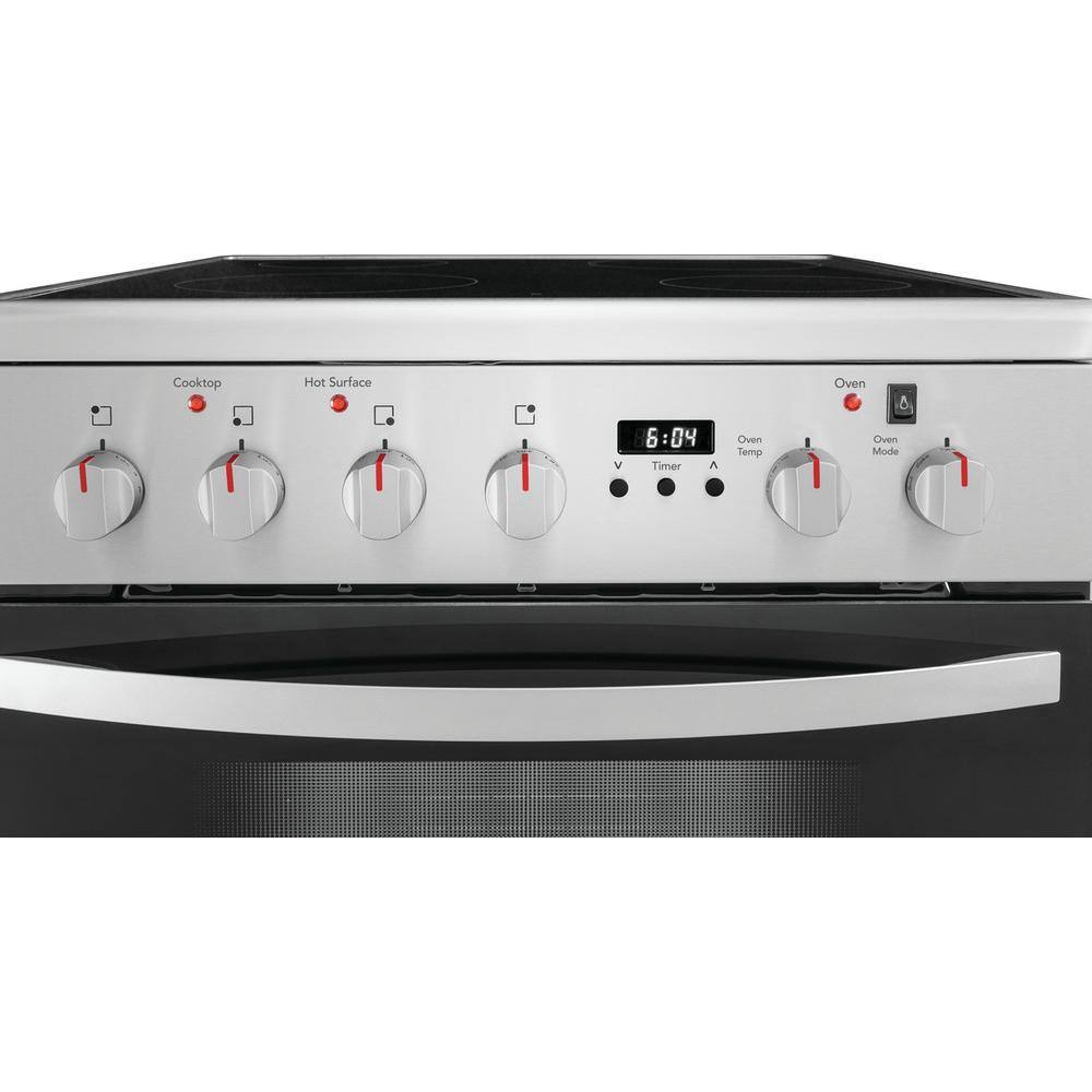 Frigidaire 24 in. Freestanding Electric Range in Stainless Steel with 4 Smoothtop Elements FCFE2425AS