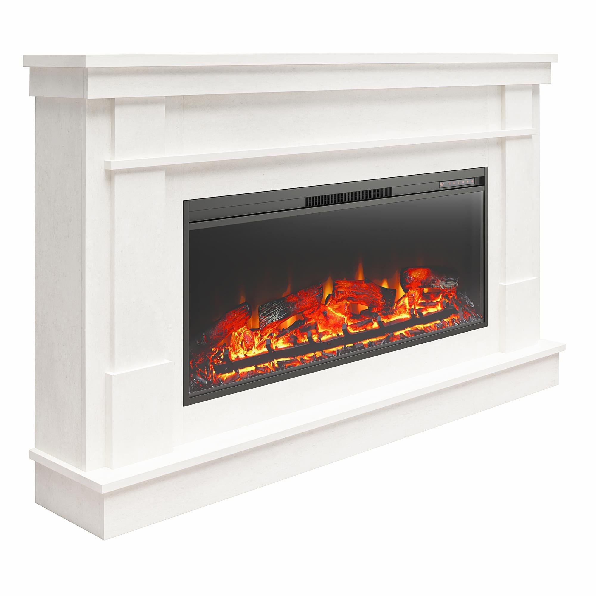 Ameriwood Home Elmdale Wide Mantel with Linear Electric Fireplace, Plaster