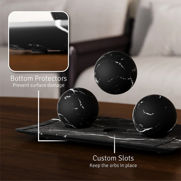 Creative Scents Matte Black Home Decor Tray And Orb Set