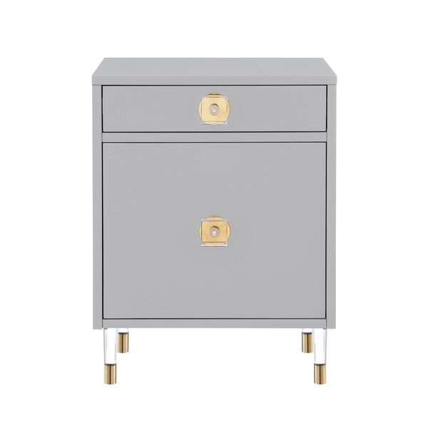 Nicole Miller  High Gloss 1-drawer Nightstand with Acrylic Legs - - 28416408