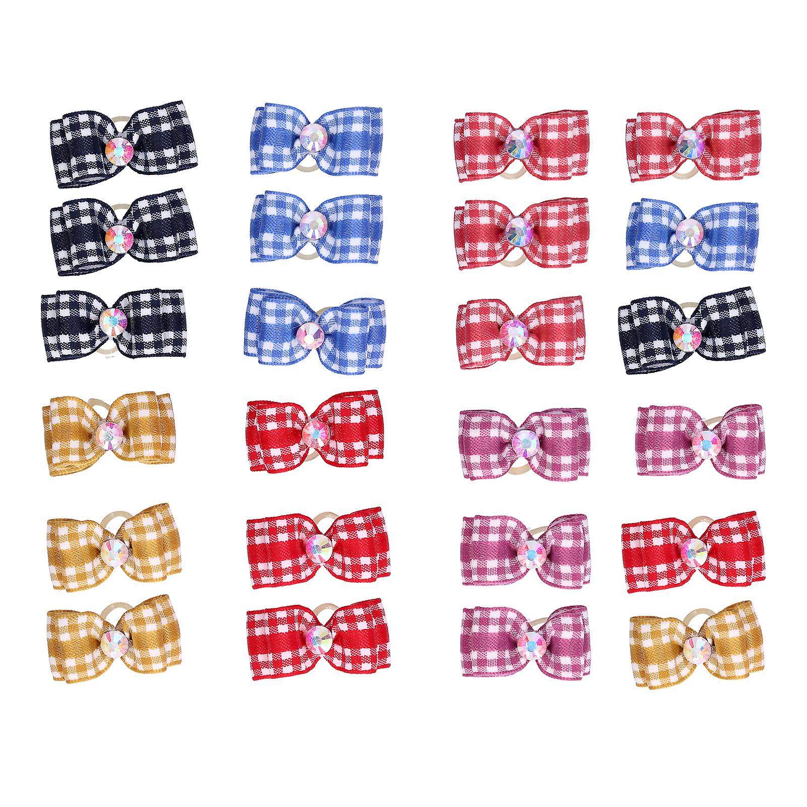 Pet Bowknot Rubber Band Pet Dog Checkered Series Bowknot Rubber Band Pet Accessories