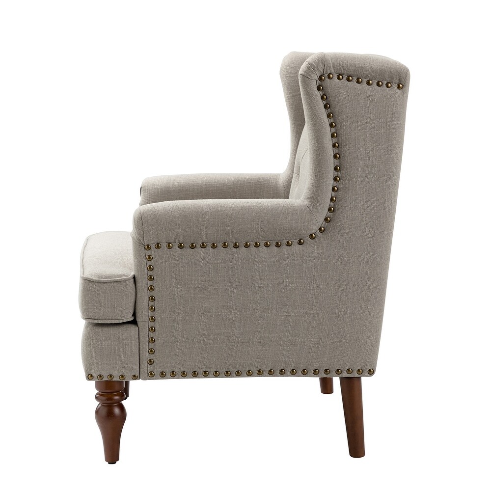 Maitê Transitional Armchair with Solid Wood Legs by HULALA HOME