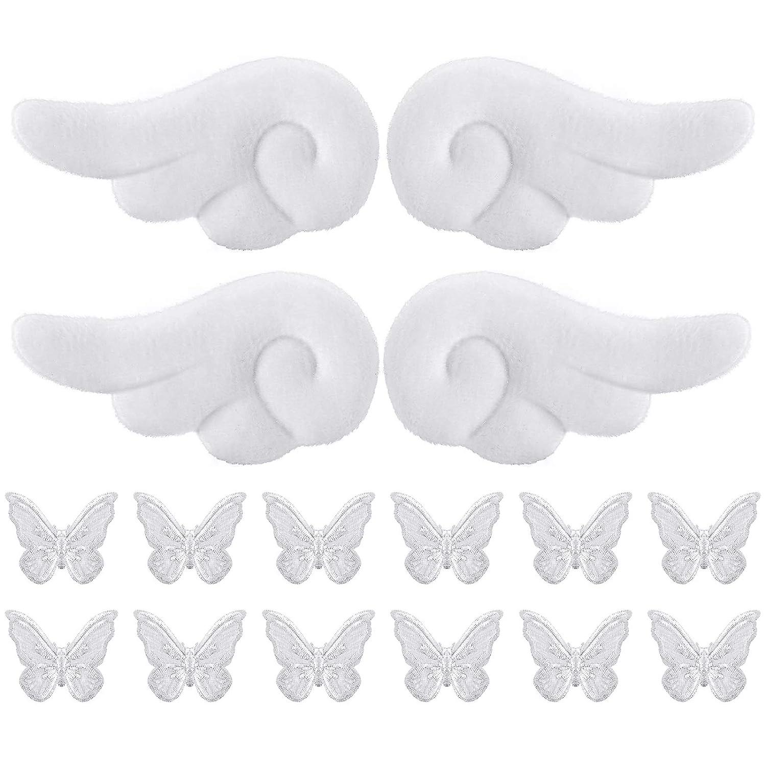 2 Pairs Angel Wings Hair Clips And 12 Pieces Butterfly Lace Hair Clips， Cartoon Hairpins Cute Hair Plush Barrettes And Embroidery Butterfly Hairpins L