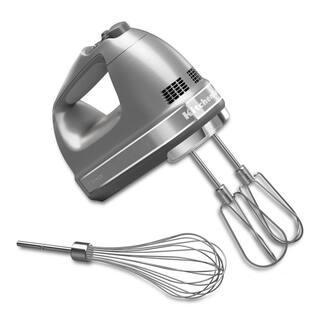 KitchenAid 7-Speed Contour Silver Hand Mixer with Beater and Whisk Attachments KHM7210CU