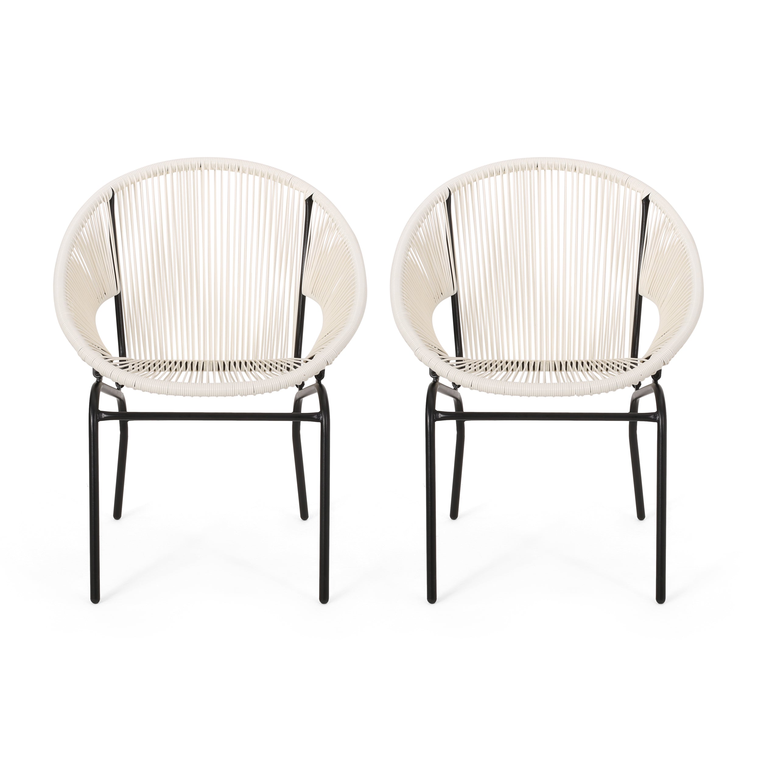 Modesty Outdoor Modern Faux Rattan Club Chair (Set of 2)