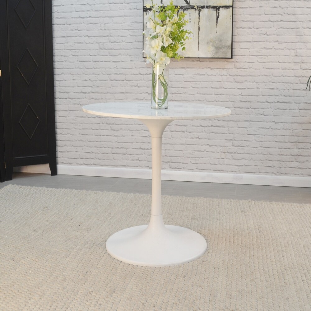 Givseppe 30 Inch Round Marble Top Dining Table