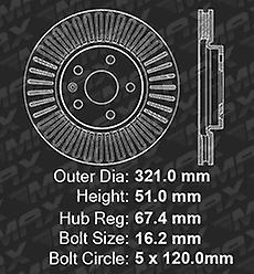 2013 Chevy Malibu Turbo Black Slot Drill Rotor w/Ceramic Pads Front