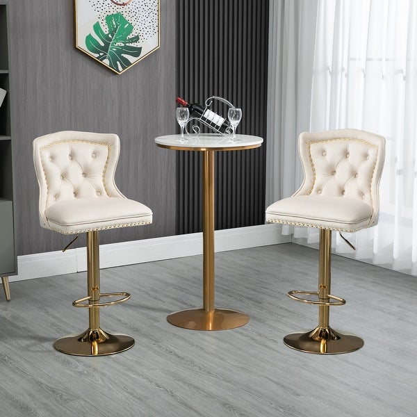 Bar Stools with Back and Footrest Counter Height Dining Chairs 2PC/SET