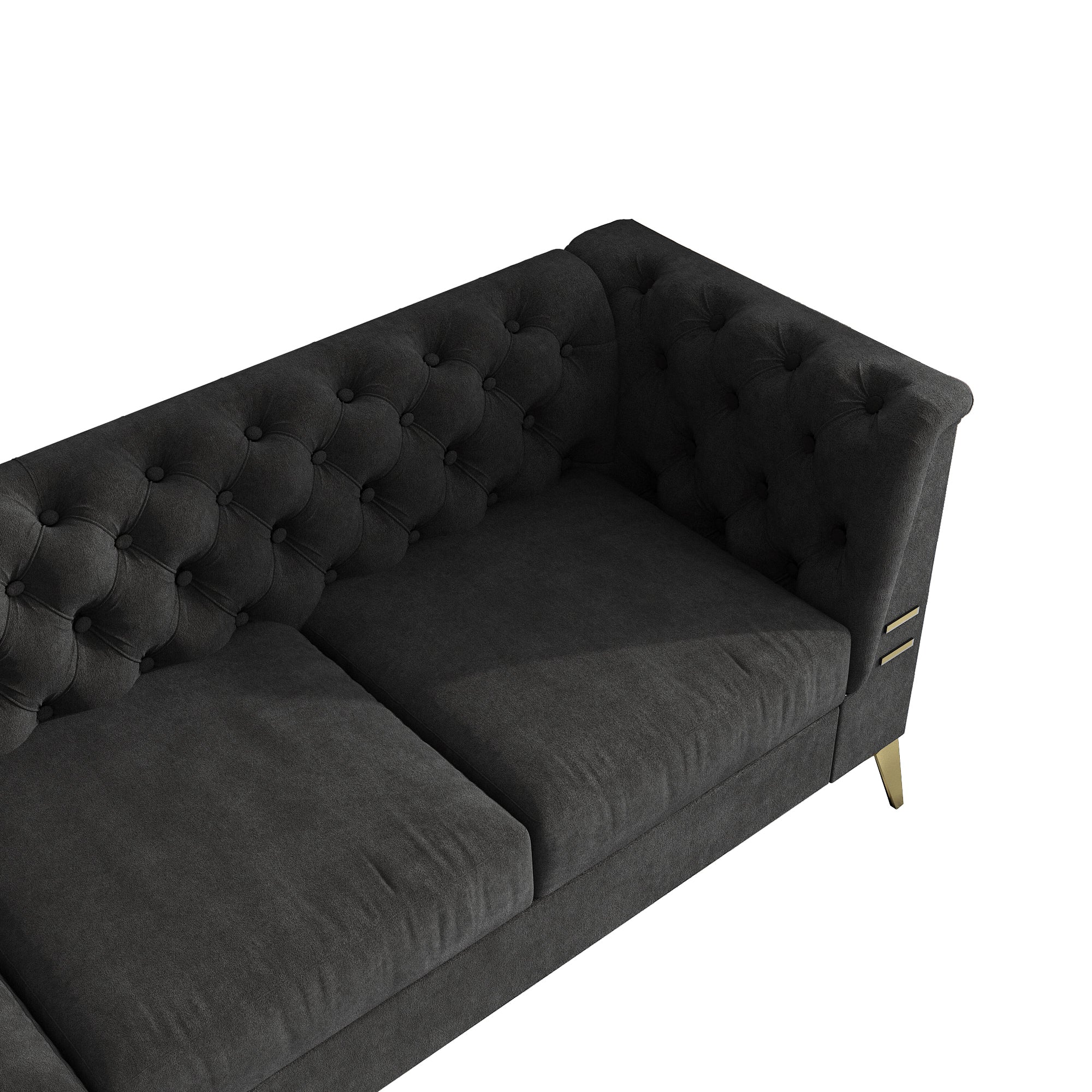 Velvet Chesterfield Style Sofa with Flared Arms and Tufted Back for Home Living Room - 3 seats Sofa Gray