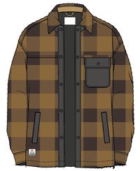 Firelight Sherpa Lined Overshirt - Golden Brown Check