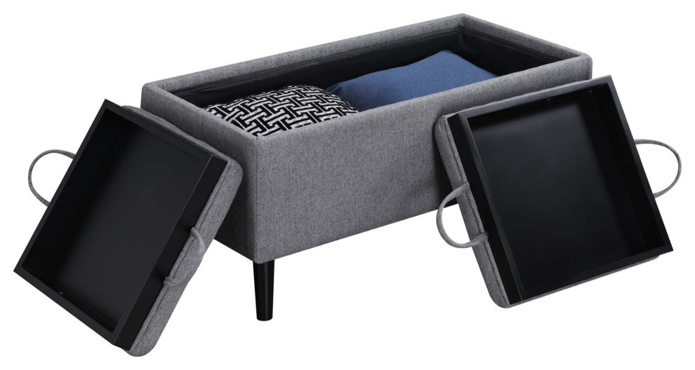 Designs4Comfort Magnolia Storage Ottoman With Reversible Trays   Midcentury   Footstools And Ottomans   by VirVentures  Houzz