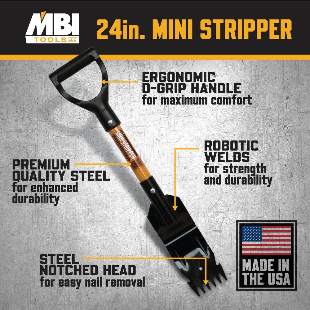 MBI 24 in. Mini Shingle Stripper Roof Shovel - Made In USA MBIMS