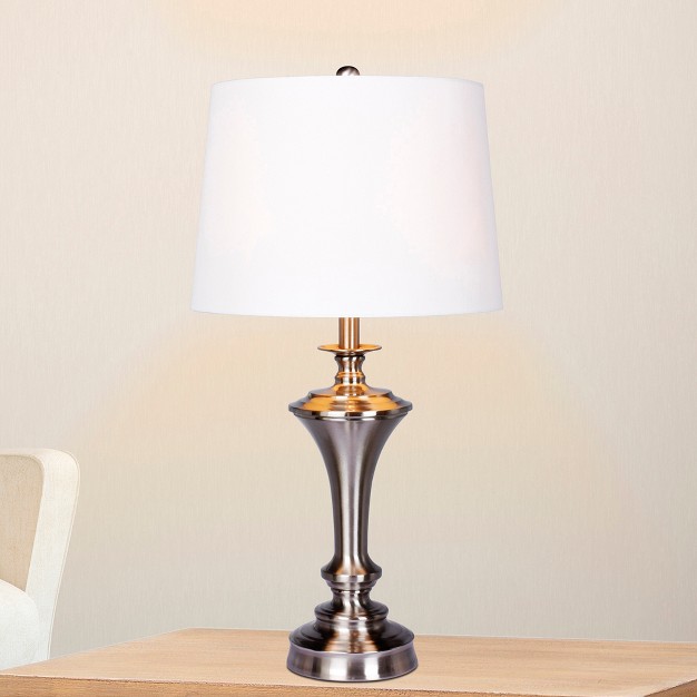 Pedestal Base Metal Table Lamps Steel white Fangio Lighting