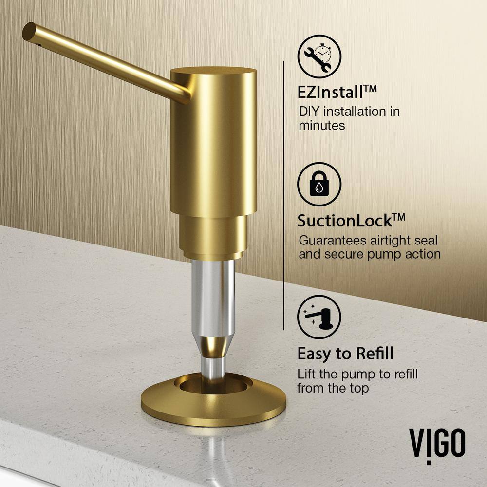 VIGO Greenwich Single Handle Pull-Down Sprayer Kitchen Faucet Set with Soap Dispenser in Matte Brushed Gold VG02029MGK5