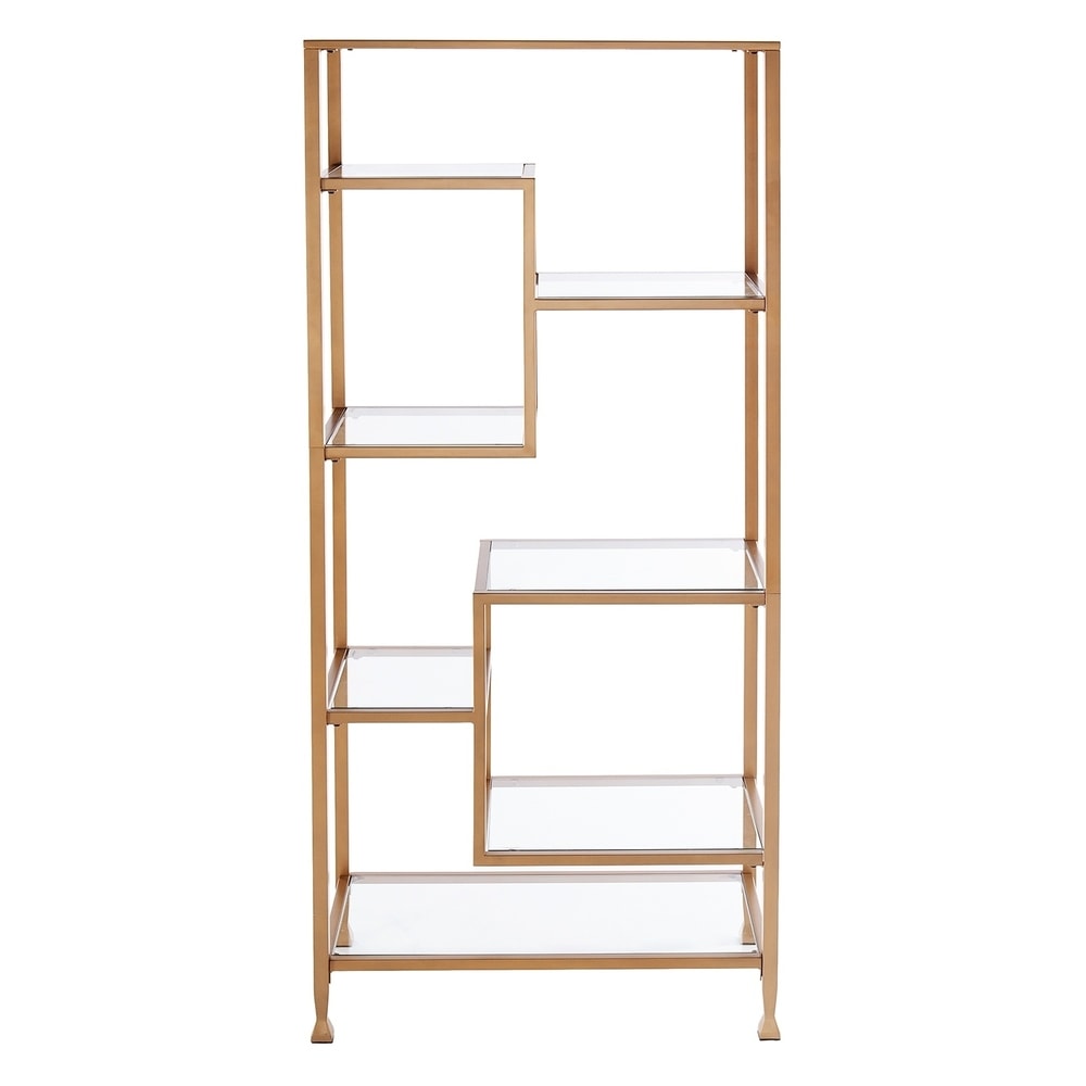 SEI Furniture Jensen Metal Asymmetrical Display Bookcase Etagere