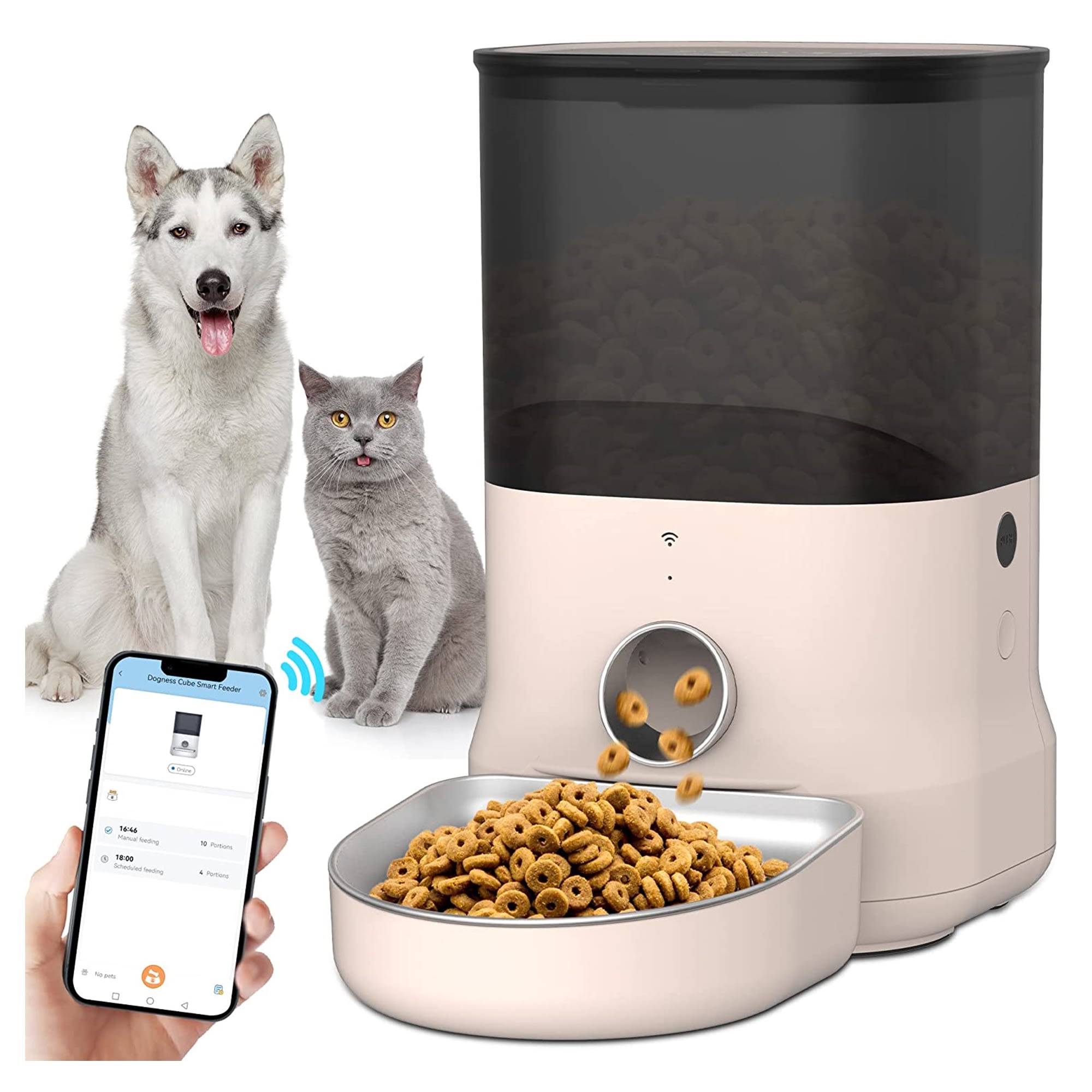 Dogness Pink Cube App Feeder， 4 Liters