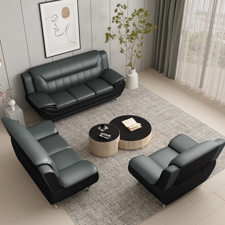 William Street Faux Leather Upholstered 3PCS Living Room Set