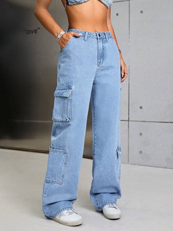 Flap Pocket Cargo Jeans