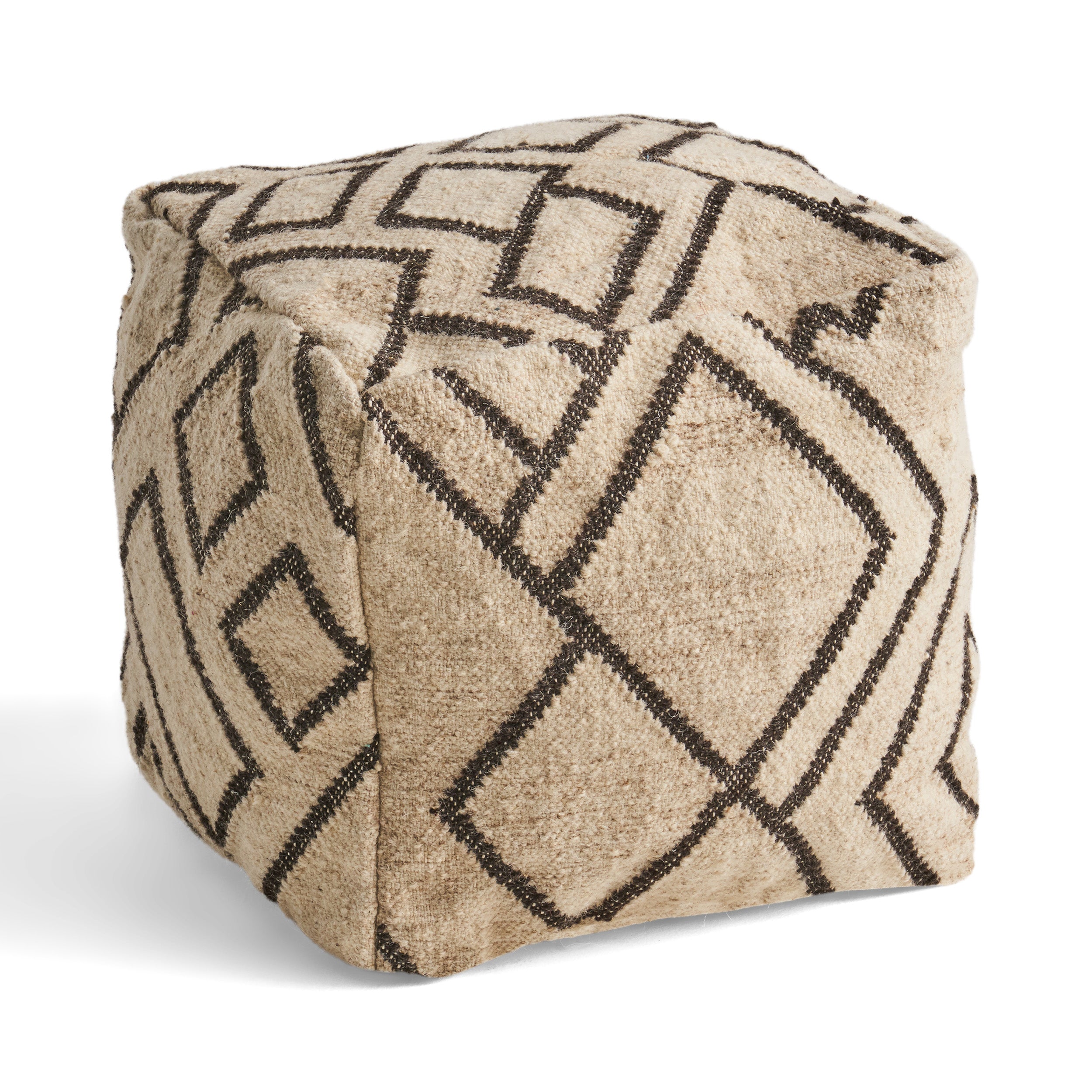 Lucciano Boho Wool and Cotton Ottoman Pouf