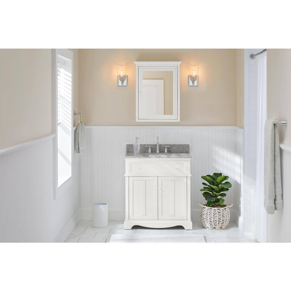 Home Decorators Collection Fremont 32 in. W x 22 in. D x 34 in. H Vanity in White with Granite Vanity Top in Gray with White Sink MD-V1790