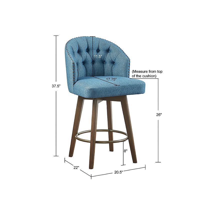 Madison Park Boyle 26-in. Upholstered 360 Degree Swivel Counter Stool