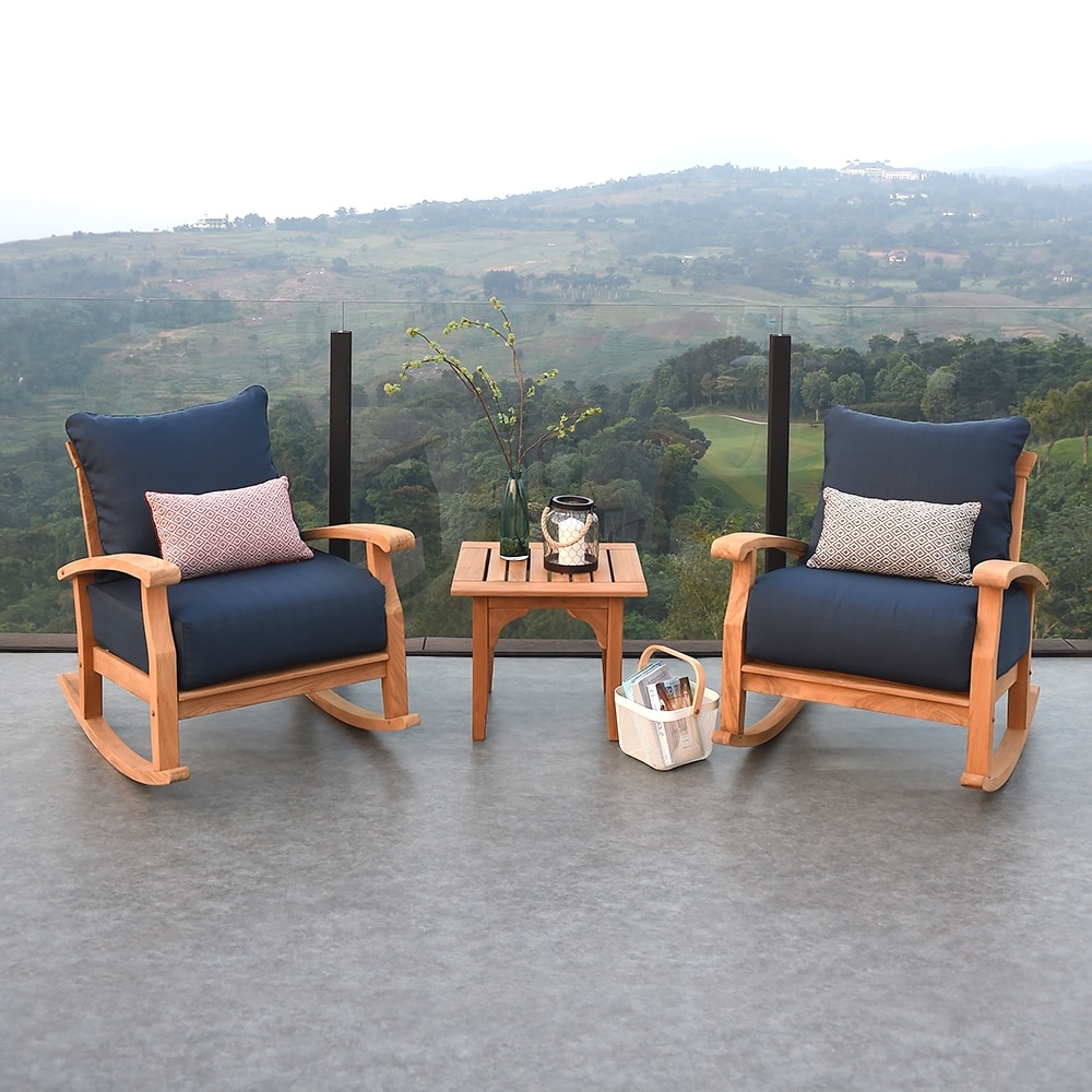 Leon 3 piece Teak Patio Chat Set with Cushion by Havenside Home