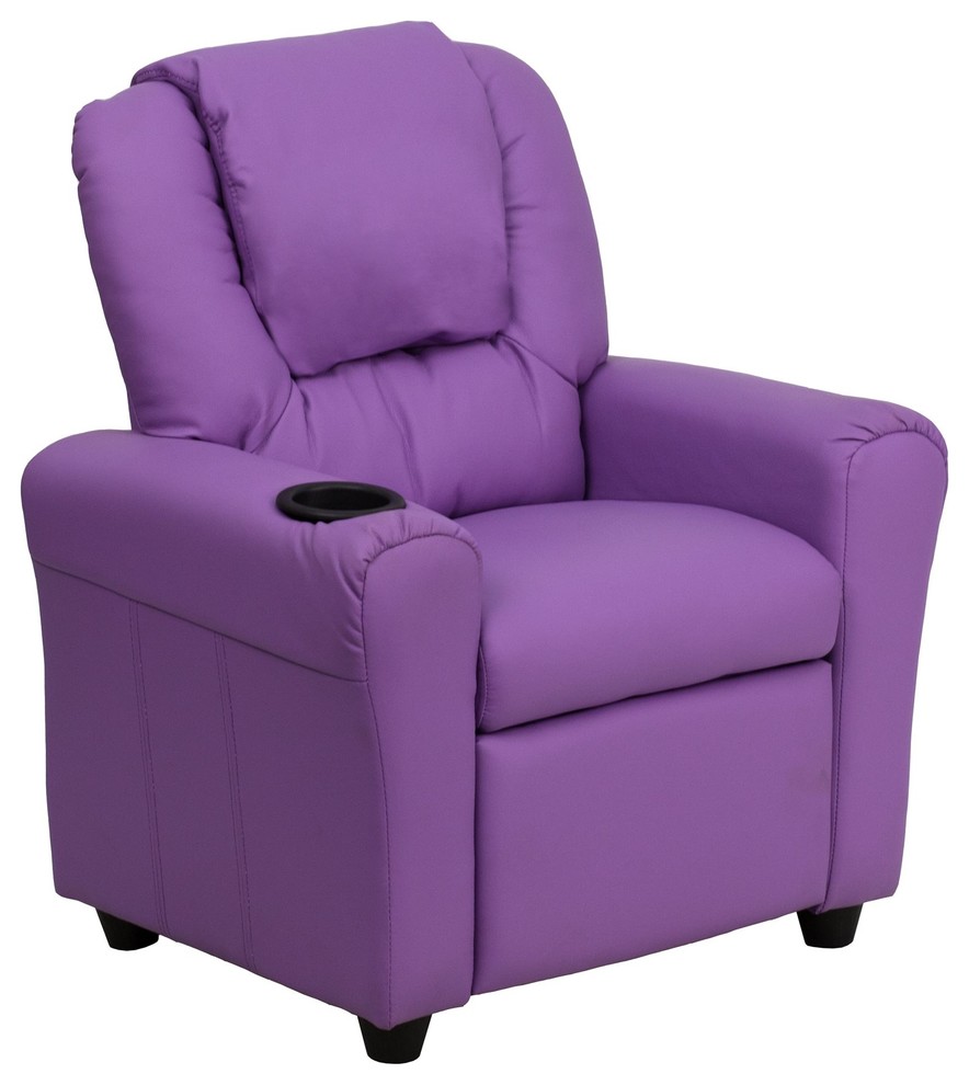 Macaulay Kids Recliner With Cup Holder   Contemporary   Recliner Chairs   by Buildcom  Houzz