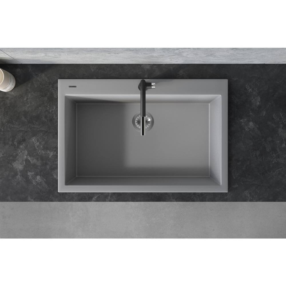 Ruvati epiGranite Silver Gray Granite Composite 30 in. x 20 in. Single Bowl Drop-In Kitchen Sink RVG1030GR